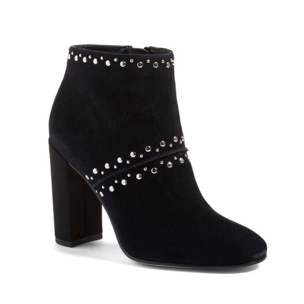 Sam Edelman Chandler Black Studded Block Heel Boots Size 9
